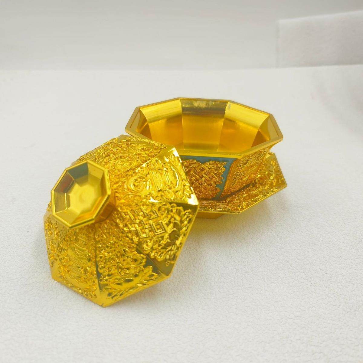 珐琅彩百福杯金属摆件梅兰竹菊龙凤呈祥八宝碗家用供台工艺品摆件