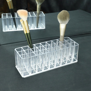 新品 桌面透明化妆刷收纳盒加深加厚唇膏试管整理用具眉笔刷桶展