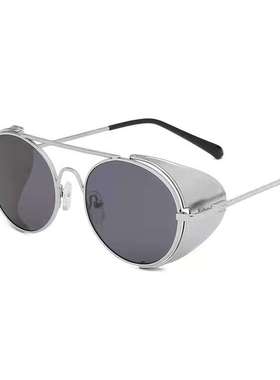 新款蒸汽朋克风翻动网框复古 潮流欧美包边侧边翻动墨镜