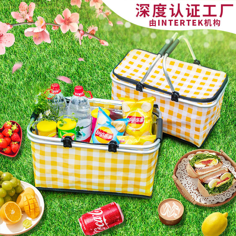 新品 保温野餐篮折叠饭盒袋户外手提冰包夏季外卖保冷箱餐包铝箔