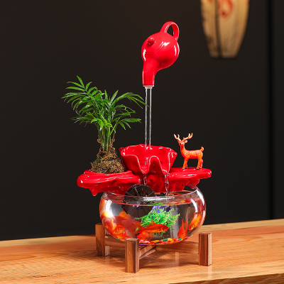 中式悬壶流水摆件循环水创意家居轻奢客厅办公室装饰送礼开 业礼