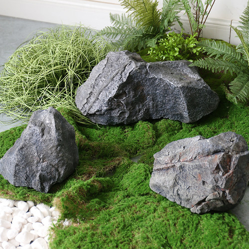 高仿真泡沫假山石头植物流水造景岩石道具青苔软装庭院植被摆件-封面