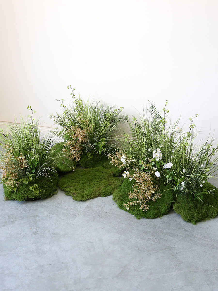 高彷真青苔草丛造景室内花园餐厅庭院假绿植插花软装彷生花丛景