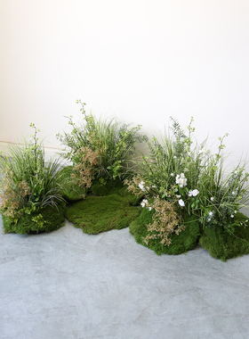 高彷真青苔草丛造景室内花园餐厅庭院假绿植插花软装彷生花丛景