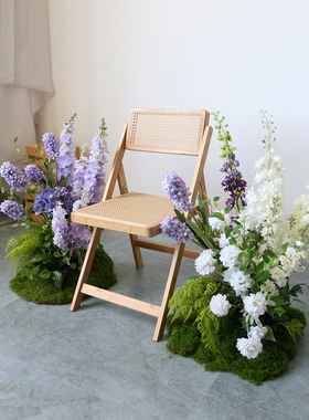 彷真花艺造景摆件花束拍照打卡布置花卉紫色橱窗角落彷生花丛插花