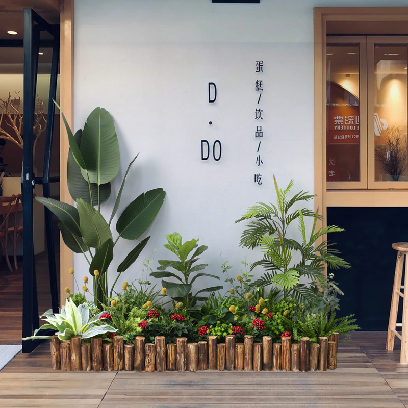 大型仿真植物造景园景室内软装布置酒店落地花卉花园楼梯橱窗景观_虎窝淘