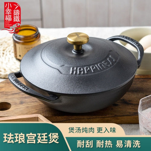 小幸福铸铁21cm汤锅炖锅无涂层