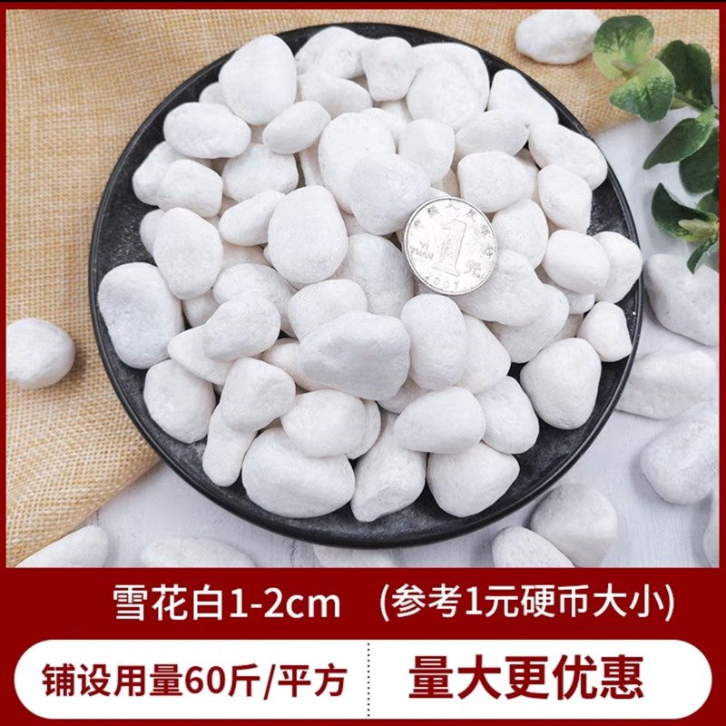 海南白石子景观石头大小鹅卵石庭院铺路铺地阳台装饰花园白色石子