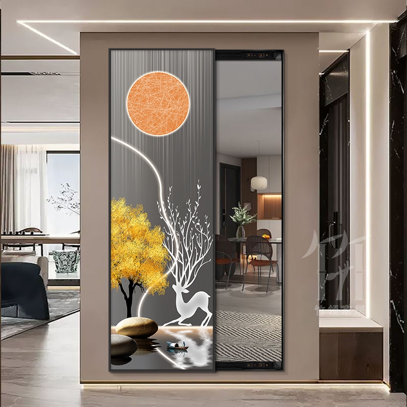 麋鹿镜子全身全身镜家用落地镜可推拉遮挡壁挂贴墙隐形全身镜挂墙