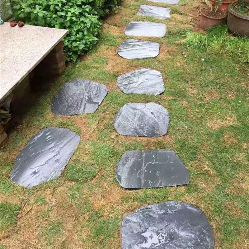 青石板天然踏步石庭院花园草坪垫脚石汀步石户外园林防滑铺路地砖
