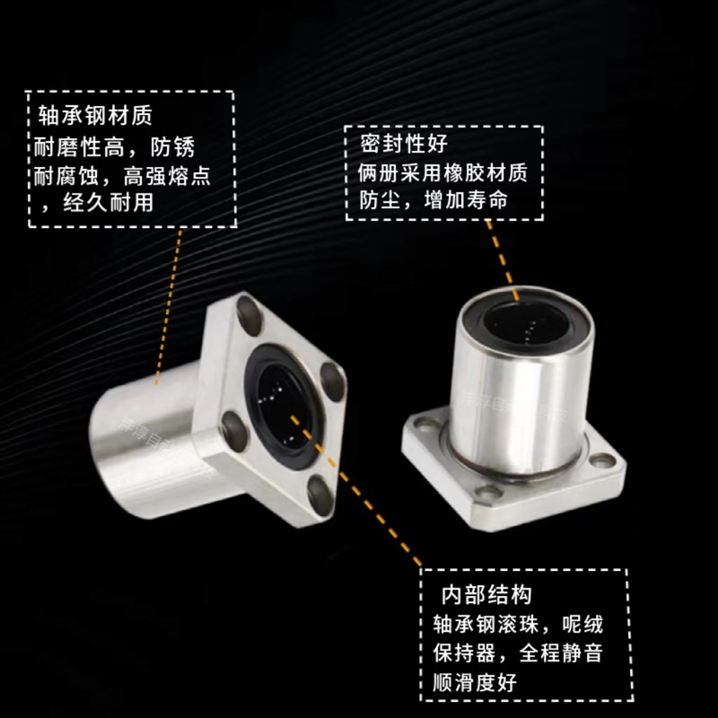直线方法兰轴承LMK6 8 10 12 13 16 20 25 30 35 40 50 60UU螺纹
