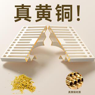 奶白色地漏防臭化妆室全铜通用大排量奶油风浴室洗衣机下水道神器