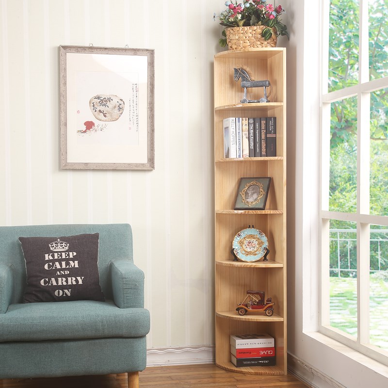 角落柜实木转角柜拼接扇形柜松木植物架简约书架三角柜现代墙角柜