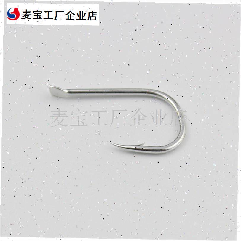 品伊势尼c鱼钩扁头亮锡有倒刺长柄鹰嘴钩海钓钩铁板钩大号大物钩\