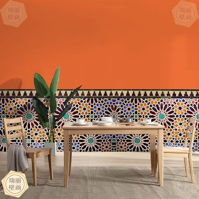 摩洛哥民族风壁纸复古3d装饰民宿酒店客厅卧室沙U发电视背景墙纸