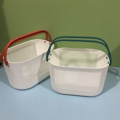 景源1551日式手提篮塑料带把手1552浴筐框子白色洗X澡篮带孔漏水