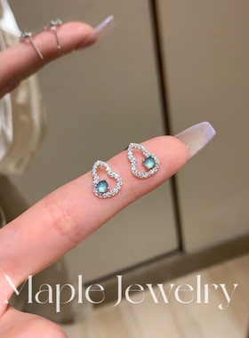 Maple福禄天然危料蓝水翡翠葫芦耳钉女925纯银冰绿轻奢高级感耳环