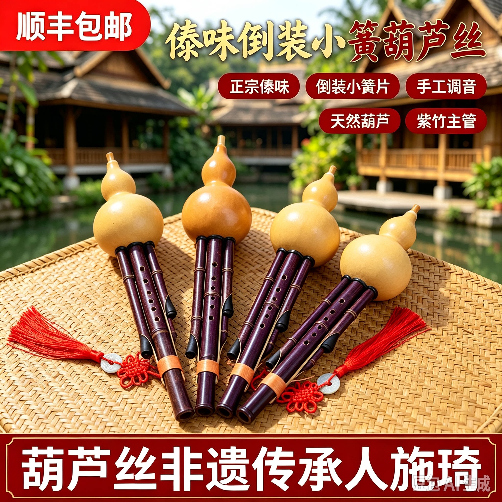 云南梁河原生态紫竹傣味专业批发CBGF调演奏级学生培训葫芦丝乐器