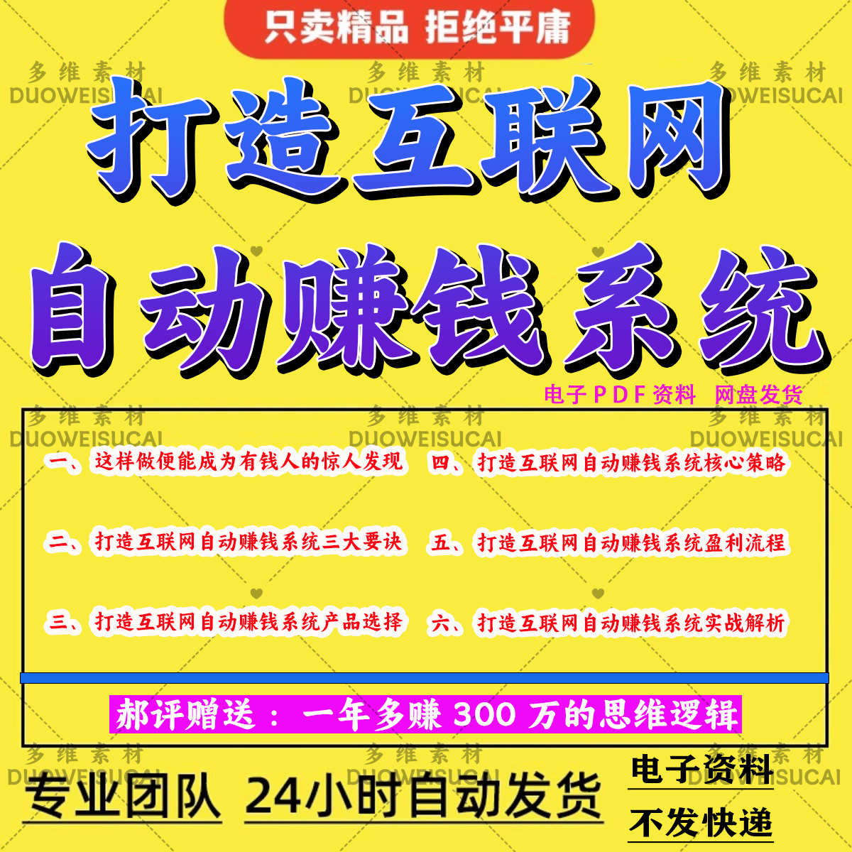《打造互联网赚钱系统》自动赚钱策略技术系统方法实战电子资料