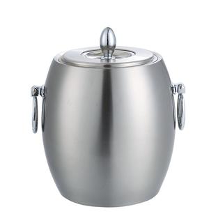 不锈钢冰粒桶单层鼓型冰块桶双层保温香槟桶直身橄榄型手提冰桶