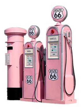 源头复古邮筒电话亭加油机铁艺模型网红店摆件指示牌路牌拍摄道具