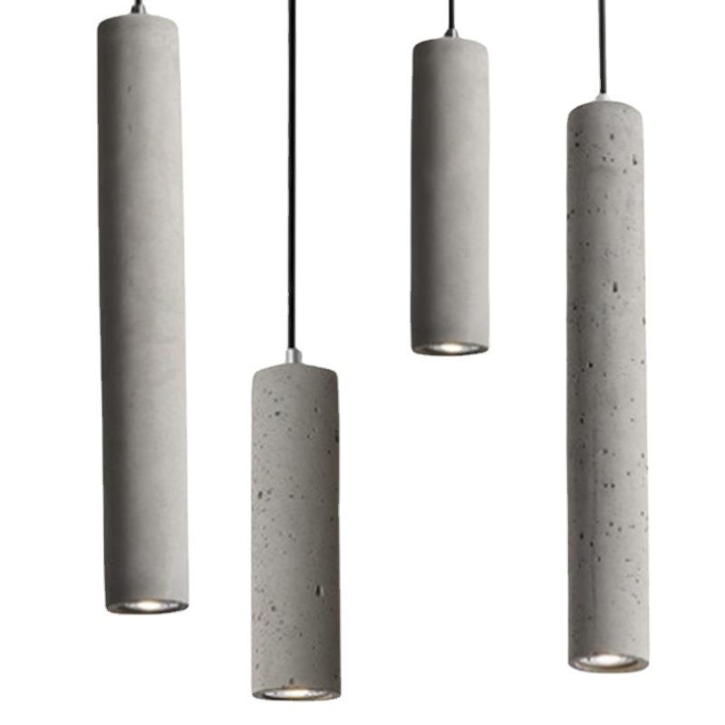 复古工业风水泥吊灯创意餐咖啡厅860酒厅吧台LED长筒柱形饰装圆吊