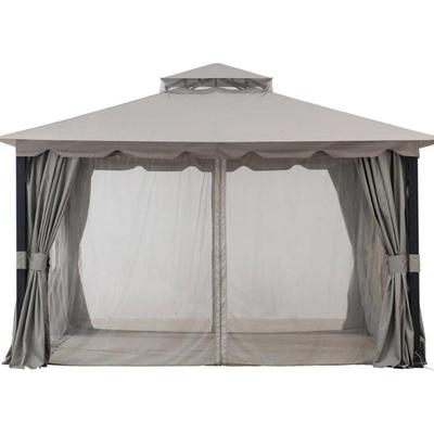 户外用挑檐贝恩涤纶布金属支撑架帐篷庭院家用防晒四角双顶遮阳棚