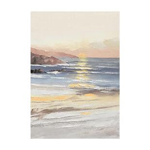 日出东方玄关油画装饰画现代简约客厅卧室挂画风景纯手绘肌理画