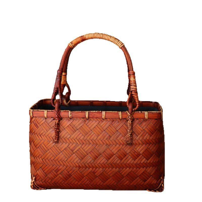 仿藤竖款竹编手工包包女式手提编织包复古沙滩竹制工艺品竹制,特色手工艺,竹编/竹雕,淘宝优惠券,粉丝福利购,淘宝优惠卷