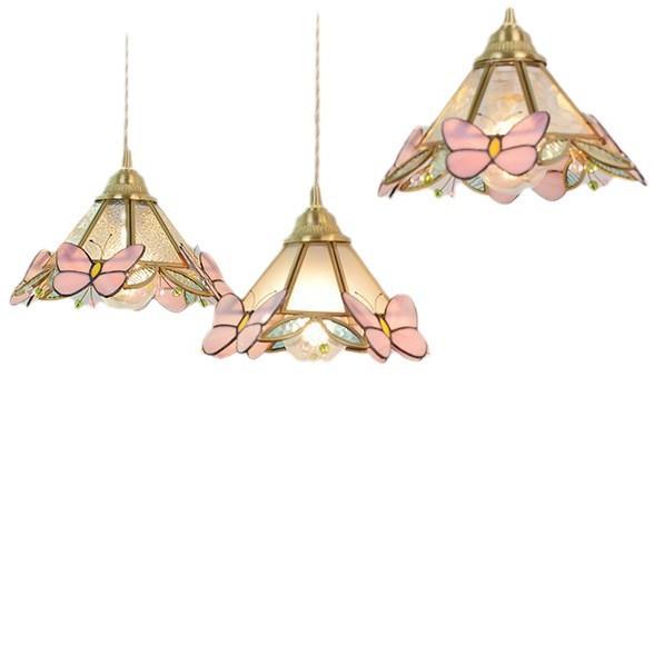 全铜法式式古手工焊锡彩吊色玻璃蝴蝶小灯复美咖啡厅吧台床329头