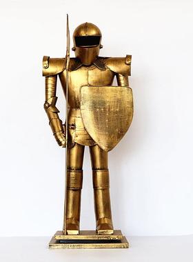 复古铁SCC艺甲人摆件武士铠甲模骑士型酒吧家居装饰盔品勇士模型