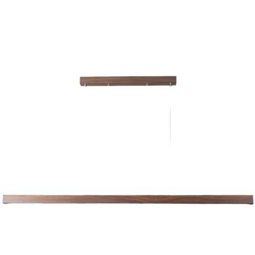 一字胡桃木餐厅灯led现代极简吧台办公桌书房茶室实木长条吊灯