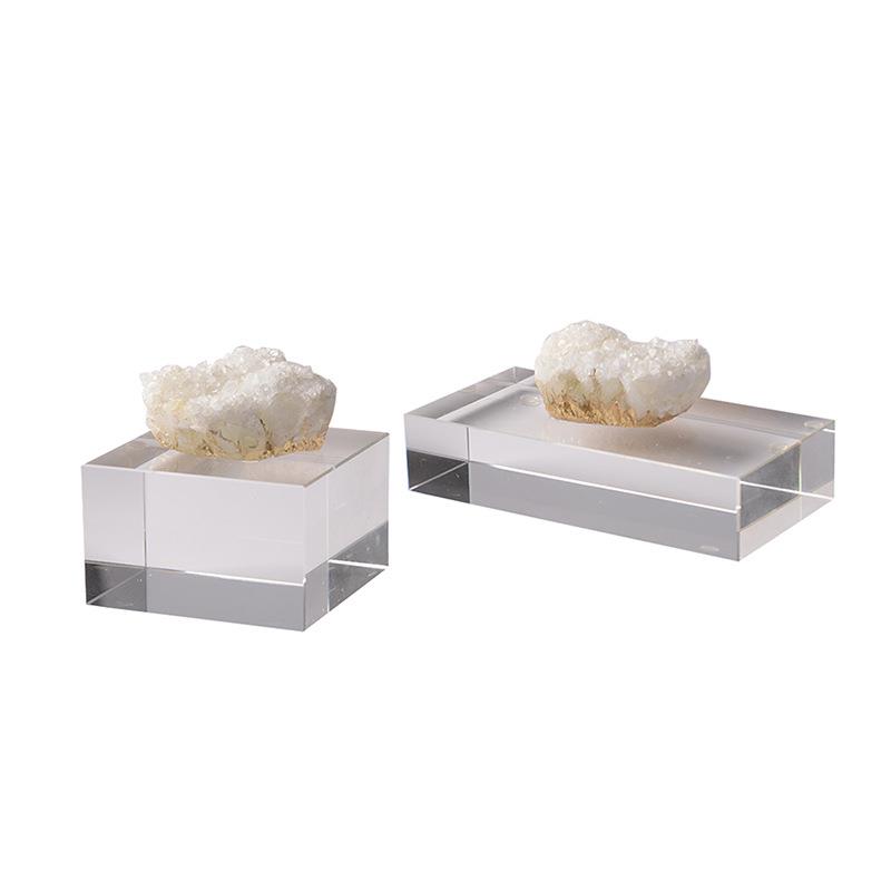 现代极简样板房客厅白水晶摆件茶几玄关摆场软装饰品创意家居摆设