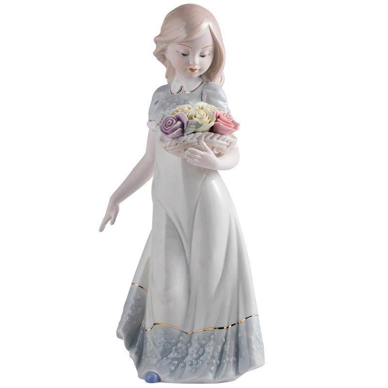 欧式家居装饰品摆件客厅酒柜饰品摆设现代房间捧花西洋女工艺品,橡塑材料及制品,工业陶瓷,淘宝优惠券,粉丝福利购,淘宝优惠卷