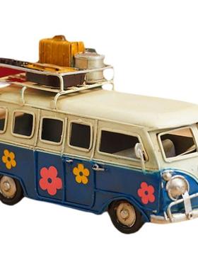 铁艺小车个性复古摆件儿童房模型巴士拍照道具童装店软装饰品桌面