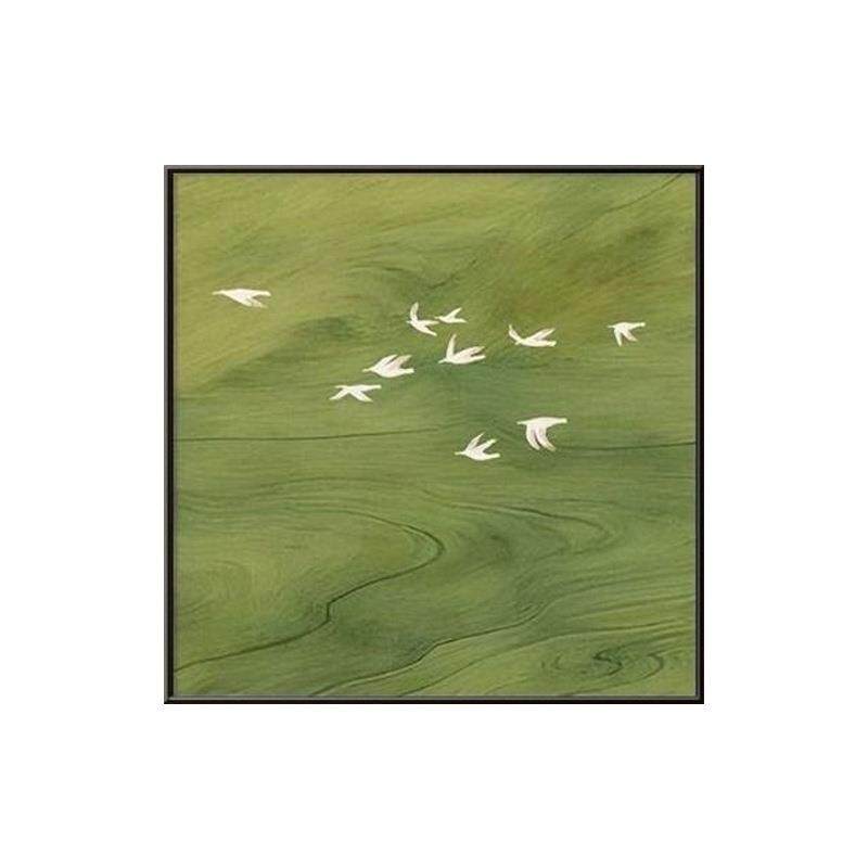 柿柿如意中古风绿色风景画客厅装饰画餐厅桌面摆画墙面艺术挂画