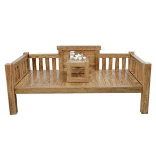 北方古典老榆木推拉伸缩罗汉床榻实木新中式2024新款两用沙发床