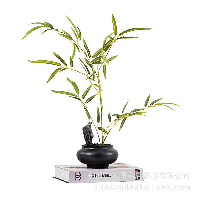 新中式仿真文竹摆件室内绿植盆栽客厅餐桌样板房酒店家居假花摆设