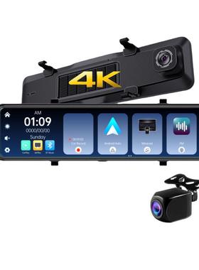12寸4K+1080P流媒体行车记录仪高清夜视支持carpaly和安卓AUTO