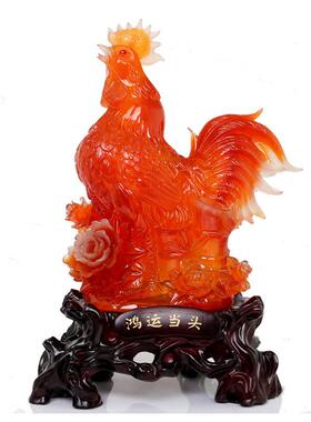 十二生肖翠玉大公鸡摆件工艺品中式大吉大利客厅电视柜办公室装饰
