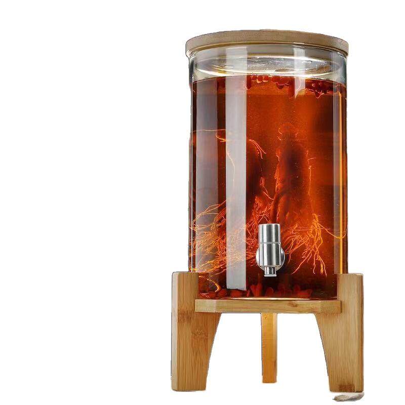 耐高温玻璃泡酒瓶带龙头酒缸葡萄酿酒瓶水果茶桶药酒罐自助饮料桶