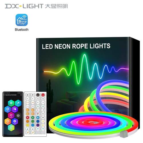 led霓虹灯节日装饰派对灯rgb幻彩灯条户外防水柔性硅胶装饰霓虹灯