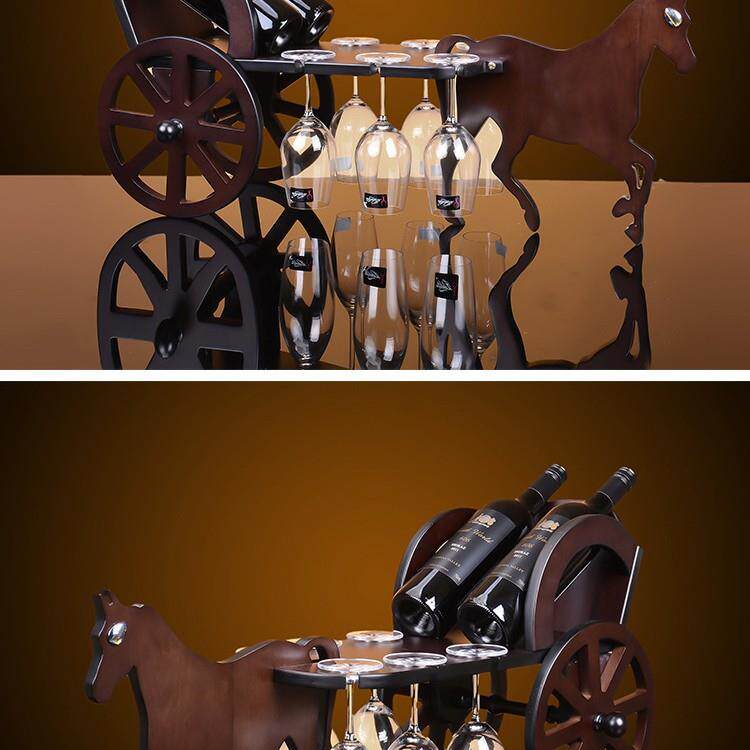 实木立体雕刻实木酒架挂杯架酒架摆件欧式创意仿古家用红酒架中式