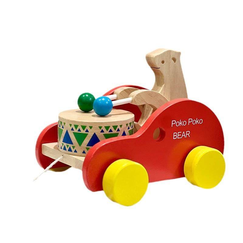 学步拖拉牵引宝宝走步木制早教玩具儿童益智榉木小熊敲鼓拉拉车,玩具/童车/益智/积木/模型,其它玩具,淘宝优惠券,粉丝福利购,淘宝优惠卷