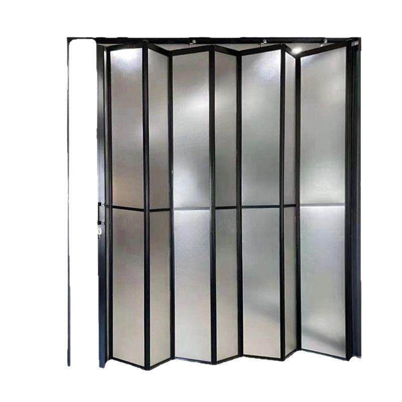 铝合金折叠门商铺商场洗车房水晶推拉门吊滑无轨移门黑色隐形拉门