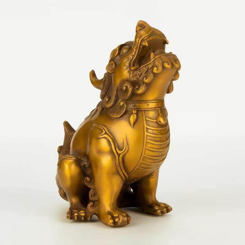 黄铜朝天吼铜独角兽貔貅摆件望天吼铜镇宅瑞兽家居装饰工艺品礼品