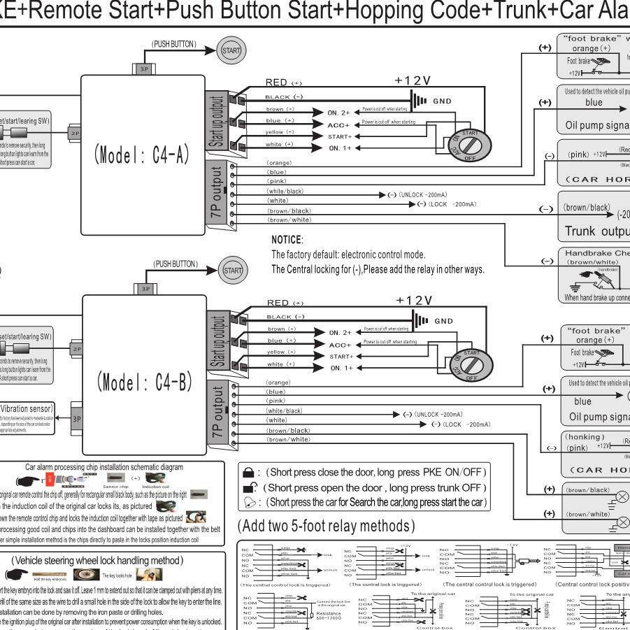 出口产品：通用型C4款一键启动+遥控启动+行车落锁+尾箱+手机控制