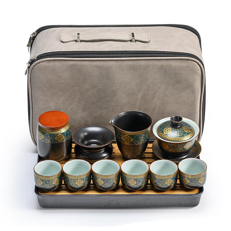 陶干瓷古韵便携茶具套装中式仿古功夫旅行茶具泡盘便携茶包礼品具