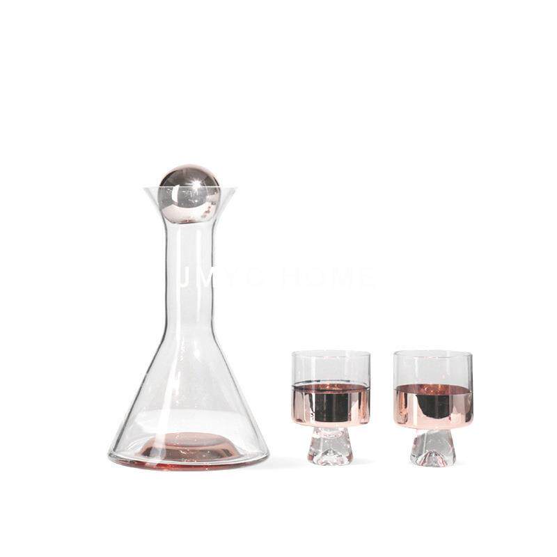 玻璃醒酒具套装饰品样板间酒柜红酒杯红酒瓶茶几餐厅桌面吧台摆件