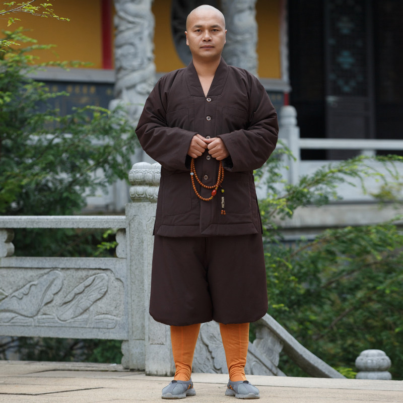 新僧服秋冬季加厚短褂罗汉褂棉袄免绑腿保暖僧衣居士和尚男女僧侣